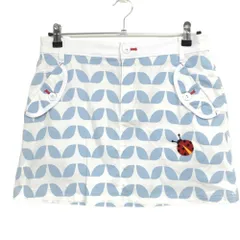 ルコック スカート 白×ライトブルー 総柄 てんとう虫刺しゅう ストレッチ 内側インナーパンツ レディース 11 ゴルフウェア le coq sportif