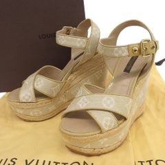 【本物保証】 箱・布袋付 ルイヴィトン LOUIS VUITTON スターボードライン 36 約23cm レディース ウェッジソール 靴 サンダル ファブリック