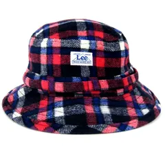 リー ハット ネルハット チェック柄 紐付 秋冬 ブランド バケハ 服飾小物 帽子 女の子 キッズ 男の子用 54cmサイズ ネイビー Lee 【中古】