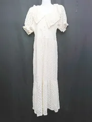 ◇ ⊂ GRL グレイル 総レース ウエストゴム 半袖 ロング ワンピース サイズF ライトベージュ レディース P  【1409090030901】