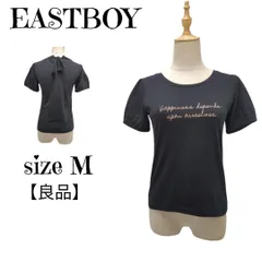 【美品】EASTBOY　イーストボーイ　バックリボン　ギャザースリーブ　プリントカットソー　黒　9　M