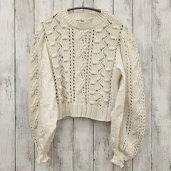 【 ZARA 】ザラ 透かし編みニット 異素材スリーブ ホワイト
