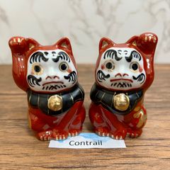 【九谷焼】 招きだるま猫 ペア 金運招福 千客万来 Kutani Ware Lucky Lucky Cat Daruma Pair