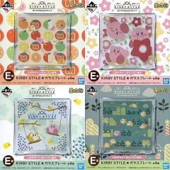 [중고]접시·찻잔(캐릭터) 전 4종 세트 KIRBY STYLE 유리 플레이트 [이치반 복권 별의 커비 KIRBY STYLE 배꼽에서 한가로이 라이프] E상