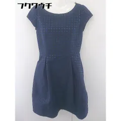 ◇ INED イネド チェック 半袖 膝下丈 ワンピース サイズ9 ネイビー レディース  【中古】 【1109140013877】