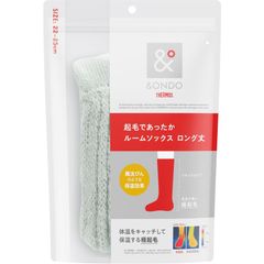 &ONDO アンドオンド 起毛であったかルームソックス ロング丈 22-25cm ミント 魔法びんのような保温効果 冷え対策 防寒 冬 あったかグッ