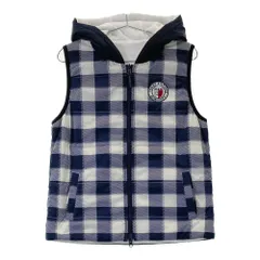 サイズ：L TOMMY HILFIGER GOLF トミー ヒルフィガーゴルフ  フード付 リバーシブル 中綿 ジップベスト チェック柄 ネイビー系 [240101510433] ゴルフウェア レディース ストスト