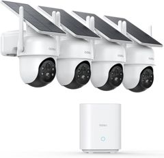 防犯カメラ 4台セット 32Gホームベース付き ソーラー給電式 2K 300万画素 2.4G/5Gwifi対応 屋外 監視カメラ・録画機セット 360度広角撮影 IP66防水防塵 人体検知アラーム 自動追尾 完全無線 夜間カラー撮影 双方向音声通話 声光警報