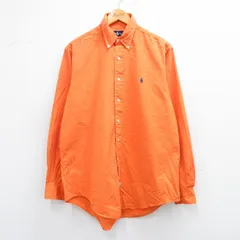 XL/古着 ラルフローレン 長袖 ブランド シャツ メンズ 90s ワンポイントロゴ 大きいサイズ コットン ボタンダウン オレンジ 25jun23 中古 