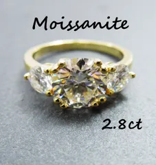 K18GP 3EX 合計2.8ct モアサナイト リング 指輪2ct0.4ct×2