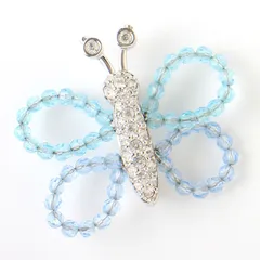 MOG25045 美品 SWAROVSKI スワロフスキー ブローチ 蝶 バタフライ ラインストーン シルバー×ライトブルー×クリア アクセサリー