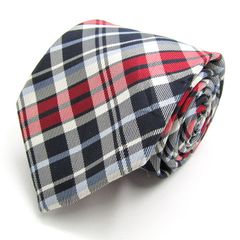 メイル&コー ブランド ネクタイ チェック柄 格子柄 シルク PO メンズ ネイビー MALE & Co 【中古】