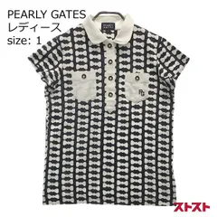 PEARLY GATES パーリーゲイツ 半袖ポロシャツ ロゴ刺繍 総柄 ネイビー系 1 [240001980530]#