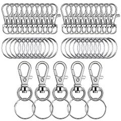 25個セット キーホルダー金具 二重リング キーホルダー 回転フック ワンタッチ