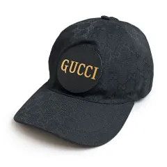 グッチ ベースボール キャップ 帽子 Mサイズ 58CM GGキャンバス ブラック 黒 ゴールド金具 576253 GUCCI（未使用保管品）