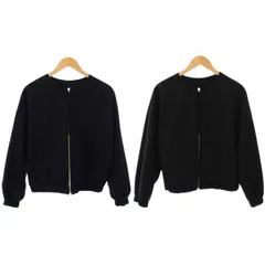 アドーア ADORE リバーシブルウールジャケット ノーカラー ブルゾン アウター ショート丈 ジップアップ ウール 38 紺 ネイビー 黒 ブラック 531-8250924 /BB