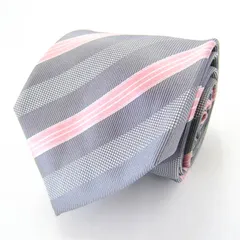 ポロクラブ ブランド ネクタイ ストライプ柄 格子柄 シルク PO  メンズ ライトグレー POLO CLUB 【中古】