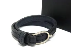 ■美品■ SAINT LAURENT サンローラン レザー ネックレス チョーカー アクセサリー ダークネイビー系 FS2032のサムネイル