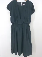 ◇ Simplicite シンプリシテェ ウエストゴム 半袖 膝下丈 ワンピース ネイビー レディース P  【中古】 【1209140004308】