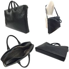 BOTTEGA VENETA ボッテガヴェネタ イントレチャート ビジネスバッグ 2WAY ショルダーバッグ 354386 VQ131 ブラック 黒 美品 aq11640