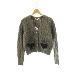 ハーリップトゥ Her lip to Double Bow Cable Knit Cardigan カーディガン ニット M グレー /ES ■OS