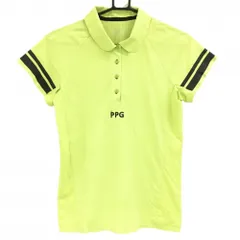 ★SALE価格★【超美品】パーリーゲイツ 半袖ポロシャツ 蛍光グリーン×黒 サイド切替 袖ライン レディース 0(S) ゴルフウェア PEARLY GATES