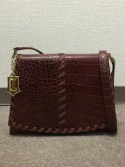 美品！格安！イヴサンローラン ステッチ クロコ型押し レザー ゴールド金具 ショルダーバッグ YSLロゴチャーム ヴィンテージ