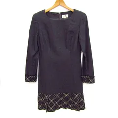 エムズグレイシー ワンピース トップス 長袖 チェック柄 プリーツ 日本製 レディース 9サイズ グレー M'S GRACY 【中古】