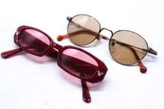 東京ディズニーランド/ミッキーマウス メガネ 眼鏡 2点セット フレーム アイウェア まとめて レディース レッド/ブラウン Disney 【中古】