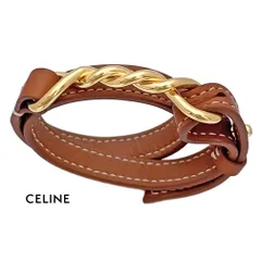 アクセサリーCELINE セリーヌ　レザーバングル／ブレスレット　良品　36156