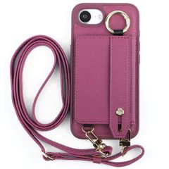 iPhone 16e ケース 肩掛け ストラップ付 カード バンド レザー ケース 【Color】レッド