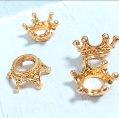クラウン型 チャーム ゴールド (ルルベちゃん等ドールパーツにも) 8個セットのサムネイル