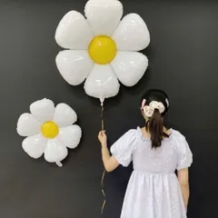 フラワーバルーン　2個セット　大小　ホワイト　ナチュラル　誕生日　花　風船