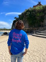 ロンT ロングスリーブ　beach ビーチ　ユニセックス　ロイヤルブル×ピンク