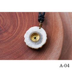 エゾ鹿 エゾシカ 鹿角輪切 ネックレス ハンドメイド 手作り1点もの [A-04]