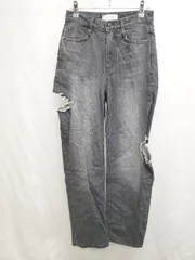 ◇ Θ me+em select ミームセレクト ダメージ加工 デニム ジーンズ パンツ サイズS ブラック系 レディース P  【1409090013133】