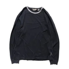 90's 00's エディーバウアー クルーネック ロングスリーブ コットン Tシャツ (M) 紺×灰 無地 ロンＴ リンガーT 90年代 旧タグ オールド　アメリカ古着 USED  ビンテージ ヴィンテージ