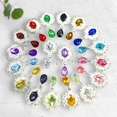 F シルバー ドロップ ストーン 45mm✕25mm 2個 1〜10