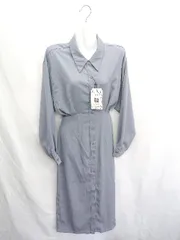 ◇ ⊂◎●未使用● JUNOAH ジュノア 長袖 マキシ ワンピース サイズL グレー レディース E  【1410290013151】