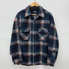 最終価格 70s PENDLETON 開襟 ボードシャツ USA製 サイズM 70年代 ヴィンテージ ペンドルトン ウールシャツ チェック柄 青系 【X0489-001】□217