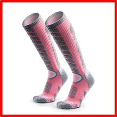 【匿名配送】ピンク 2 足セット_S [WEIERYA] メリノウール スキーソックス 2 足セット、防寒 長い 膝丈 靴下 スキー、スノーボード、冬のアウトド
