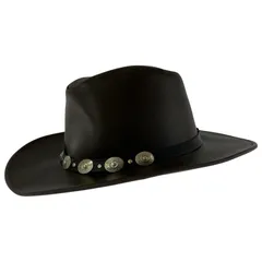 【美品・希少】HENSCHEL ヘンシェル　編み込み　レザー　ハット　黒 本革 カウボーイ ハット ヘンシェル レザー 帽子 HENSCHEL