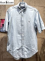 ラルフローレン 半袖 シャンブレー ボタンダウンシャツ M メンズ ワンポイント POLO RALPH LAUREN ポロ