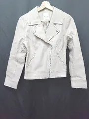 ◇ And Couture アンドクチュール フェイクレザー 長袖 ライダースジャケット サイズ38 グレージュ系 レディース P  【1407260022022】