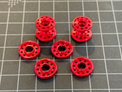 edm ミニ四駆　 13mmWA  13mmAA2セット軽量風加工ローラー   (アルマイト　レッド　1台分)