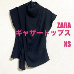 美品 ZARA 黒 トップス ギャザー ノースリーブ  オフィス キレイスタイル 背中ジップ