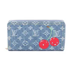 LOUIS VUITTON ルイ・ヴィトン LOUIS VUITTON × 村上隆 ジッピーウォレット モノグラムチェリーデニム ラウンド長財布