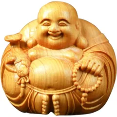布袋様の木彫り彫刻　白雲作 布袋様の木彫り彫刻 白雲作