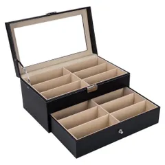 【特価セール】二段式 12本用 コレクションケース ボックス 収納ケース ブラック サングラス メガネ LOOKGOU