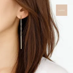 変色しにくい 16金コーティング 汗や皮脂につよい 選べる ピアス イヤリング 華奢 チェーン スティック バー ゴールド 揺れる ロング きれいめ カジュアル 細め 垂れ下がる rt60